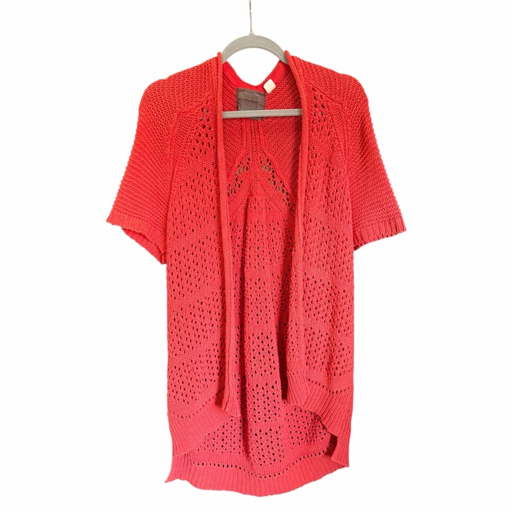 GUINEVERE‎ ANTHROPOLOGIE Open Knit High Low Cardigan Lightweight Cotton S